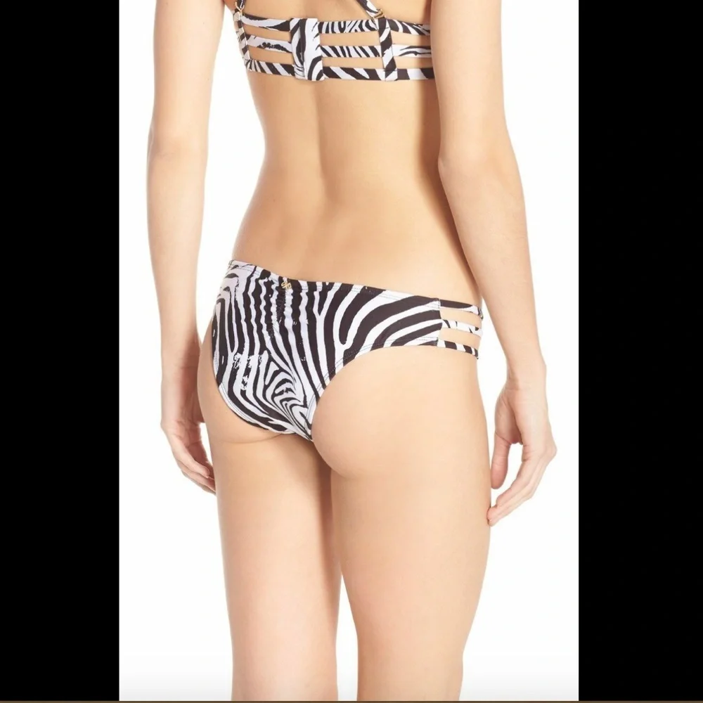 NWT $64 PilyQ Zebra Print Brazilian Bikini Bottoms‎